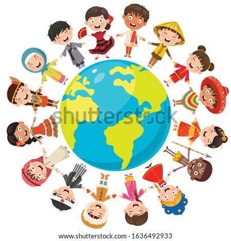 Circle Of Happy Children Different Races
