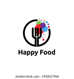 circle happy food logo vector concept, icon, element, and template for company