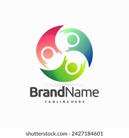 circle happy people logo with colorful style
