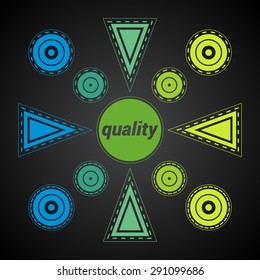 Circle harmony abstract colorful design on black background 