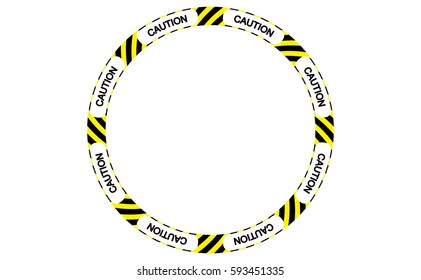 Circle have line yellow and black color. tape with warning text.