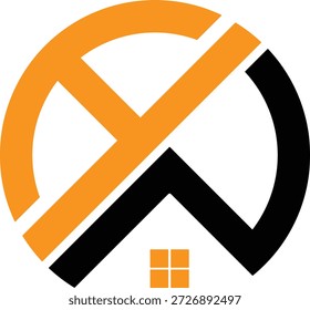 Circule o design do logotipo HE. EH design do logotipo. Design do logotipo da casa