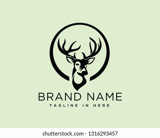 Circle with head deer logo design inspiration