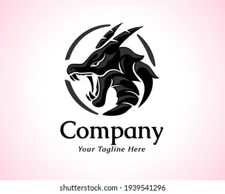 circle head dragon snake legend china logo symbol illustration inspiration