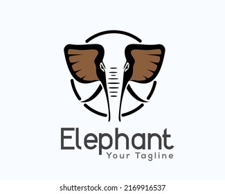 circle head face elephant logo icon symbol design template illustration inspiration