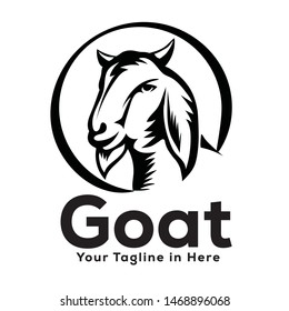 circle head goat front view drawing art logo design inspiration