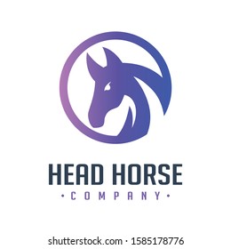 circle head horse logo design