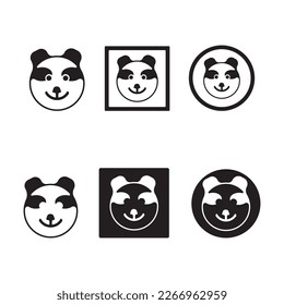 Circle head panda logo design . Square head panda 