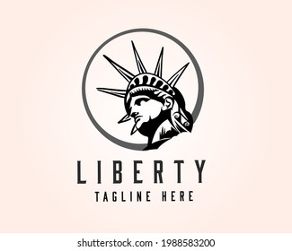 circle Head of statue liberty logo design template illustration