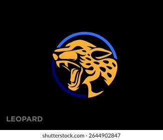 circle head wild cat puma cheetah leopard panther roaring mad logo icon symbol design template illustration inspiration
