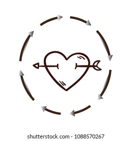 Circle Heart Arrow icon.Vector