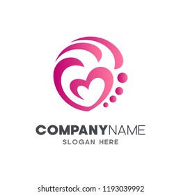 circle heart logo design