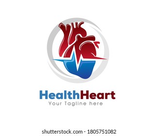 Circle Heart Pulse Medical Care Logo Template Design Icon Symbol