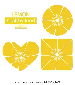 Circle. Heart. Square. Lemons fruits vector illustration