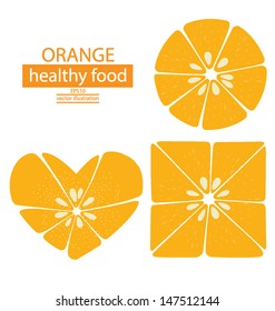 Circle. Heart. Square. Orange fruits vector illustration