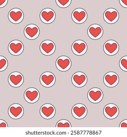 Circle with Hearts Card Suit vector concept colored seamless pattern or background