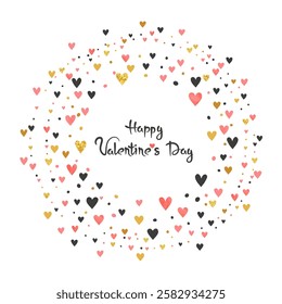 Circle hearts frame border with place for text. Happy Valentines day card