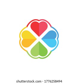 circle of hearts. Initial love logo. 4 love icon