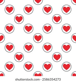 Circle with Hearts Playing Card Suit vector concept solid seamless pattern or background