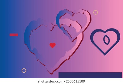 Circle Hearts Set. Best Friends day  banner design