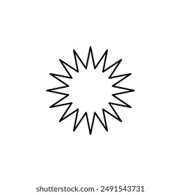 Circle, hedgehog, sharp needles, corners. Sign, symbol, black and white vector illustration.