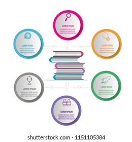 circle hexagon creative modern timeline infographic template element for workflow,process,presentation with modern circle circular cycle set of book concept design vector