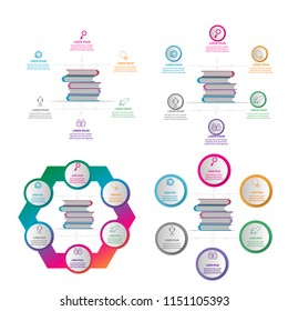 circle hexagon creative modern timeline infographic template element for workflow,process,presentation with modern circle circular cycle set of book concept design vector