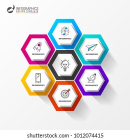 Circle hexagon infographic. Template for cycle diagram. Vector illustration