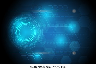 Circle and hexagonal abstract technology background. Vector illustration