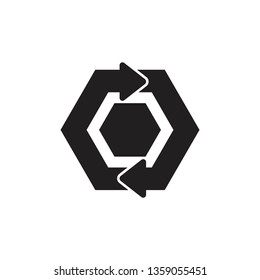 circle hexagonal arrow symbol logo vector