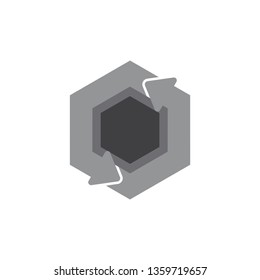 circle hexagonal arrow symbol logo vector
