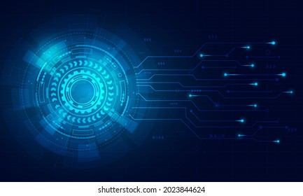 The circle high technology with circuit line blue background, illustrator digital abstract.