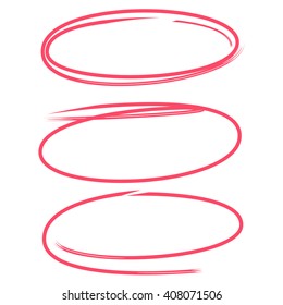 circle highlighter set, hand drawn oval markers