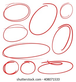 circle highlighter set, hand drawn oval markers
