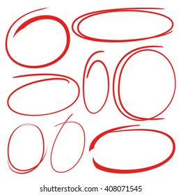 circle highlighter set, hand drawn oval markers