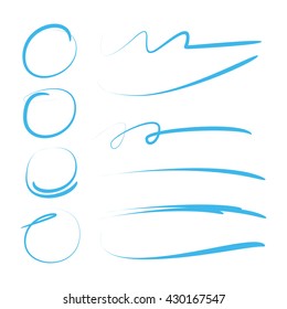 circle highlighter set and hand drawn underlines