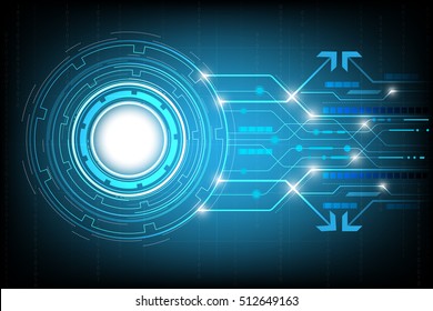  circle hi-tech abstract background vector,digital business  with various technological elements.