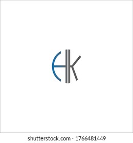 Concepto de diseño de letras del logotipo de HK en círculo en colores azul y negro gradiente