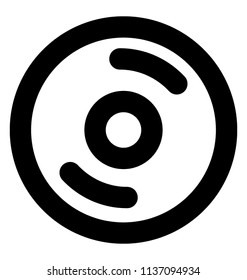 Circle with hole and two bending lines showing icon for CD