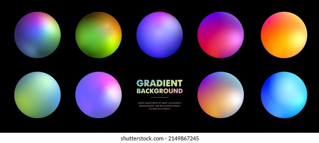 Circle holographic gradients set  buttons 
