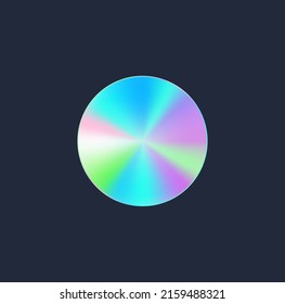 Circle holografischer Regenbogen-Farbverlauf-Aufkleber oder Etikettenvorlage, realistische Vektorgrafik einzeln auf Hintergrund. Geometrisches Hologramm-Formzeichen oder Badge-Design.