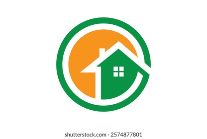 Circle home business logo House logo design with circular arrow concept template logo design