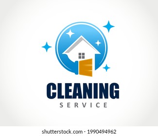circle home house cleaning service logo symbol icon design illustration