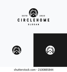 Plantilla de diseño plano del icono del logotipo de Circle Home 