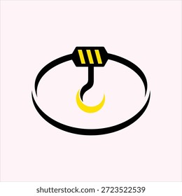 Plantilla de Vector de diseño de logotipo de concepto de grúa de gancho circular