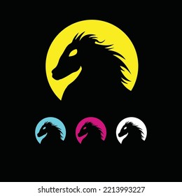 Circle horse animal logo template design 