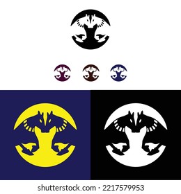 Circle horse animal logo template design 