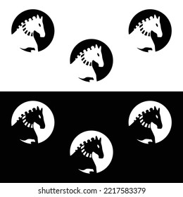 Circle horse animal logo template design 