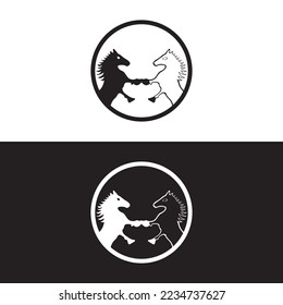 Circle horse animal logo template design. icon logo 