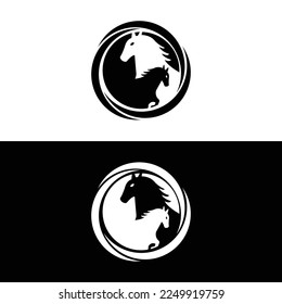 Circle horse animal vector logo design . icon logo 
